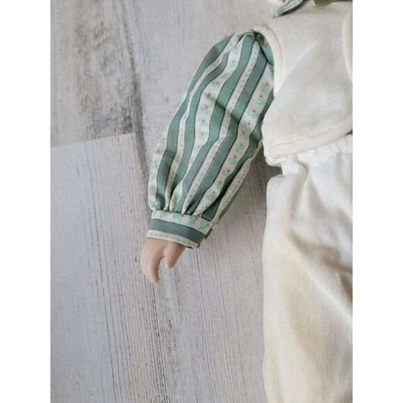 Marian Yu porcelain doll boy white feather hat stripe bow collectible - Picture 7 of 13
